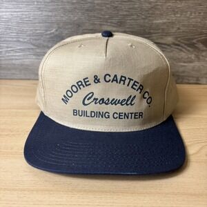 Moore & Carter Co Croswell Hat Cap Snap Back Tan Navy Building Center Mens Promo